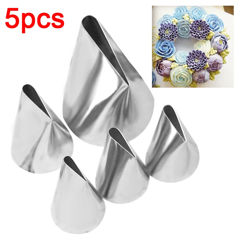 #124 #125 #126 #127 #128 Rose Petal Pastry Nozzles Stainless Steel Nozzle Set DIY Icing Piping Tips Cupcake Cake Decorating Tool