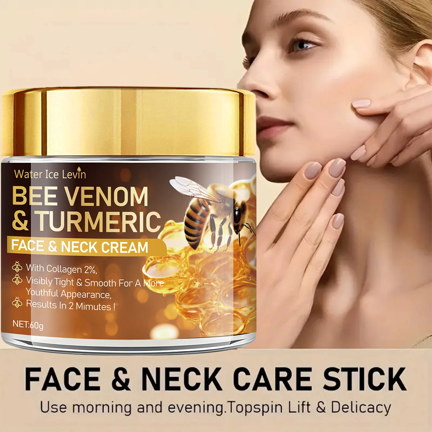 Bee Venom Instant Facial Lifting Cream Tightens and Lifts Sagging Skin, Smoothing the Skin | Alcohol-Free, Contains Hyaluronic Acid, Suitable for All Skin Types