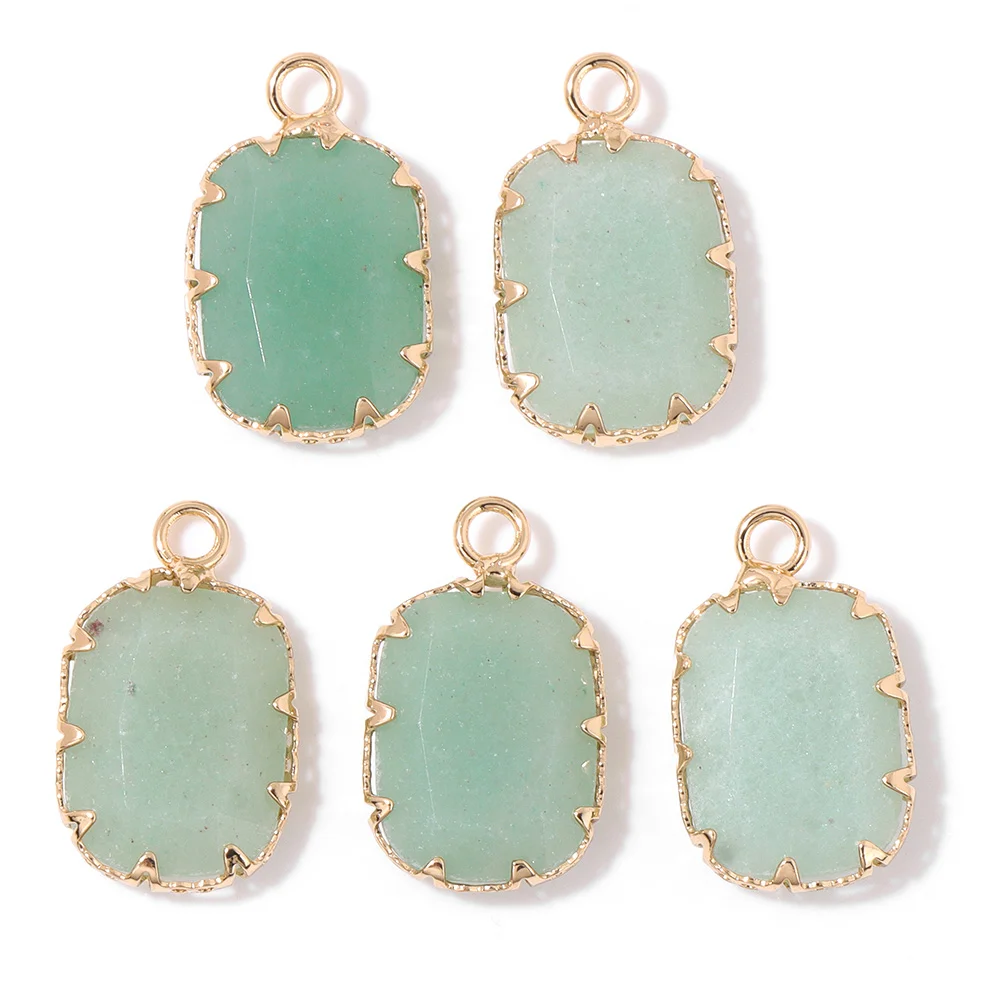 2PCS Necklace Pendant Natural Stone Green Aventurine Ornaments Pendant For Jewelry Making DIY Necklace Bracelet Accessory