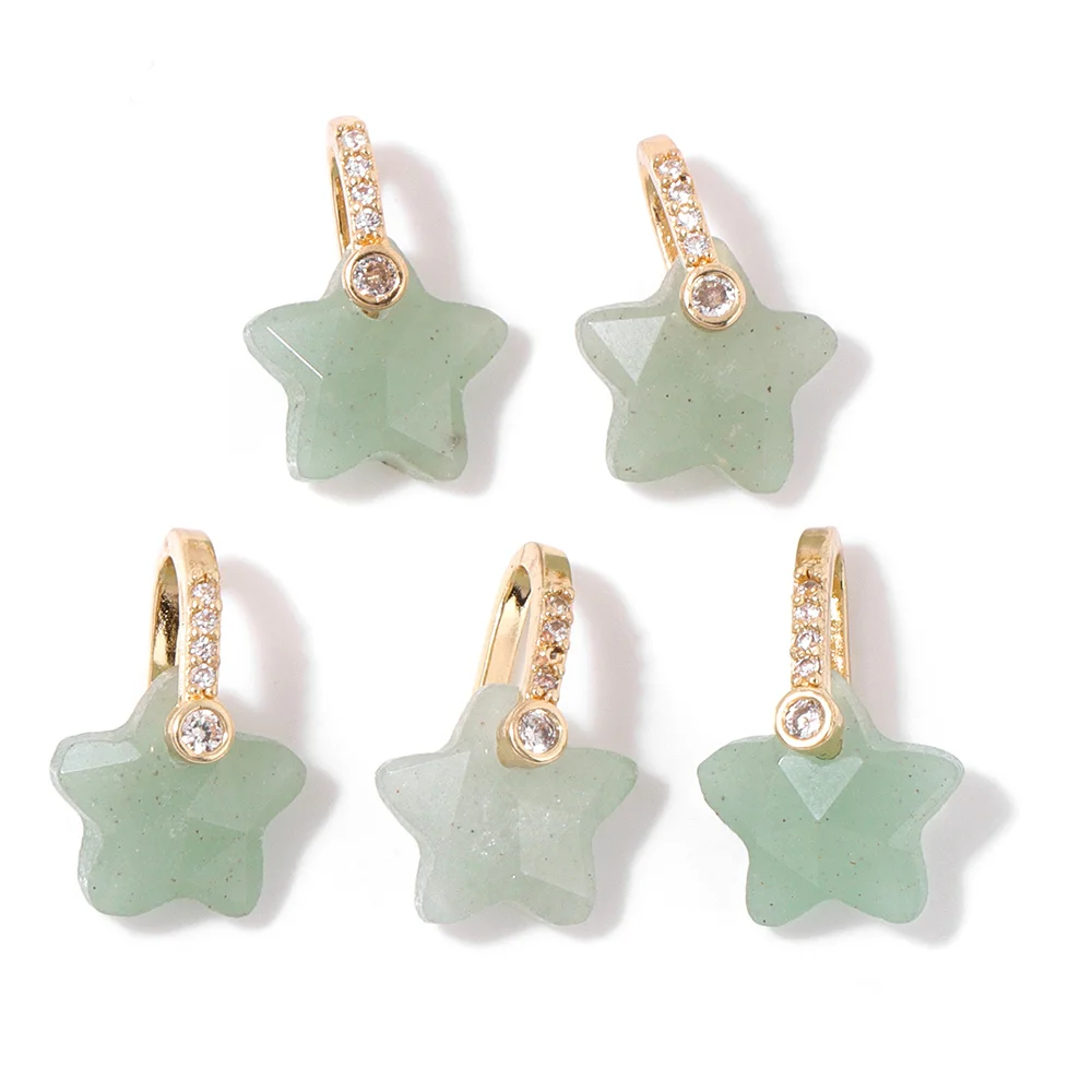 2PCS Necklace Pendant Natural Stone Green Aventurine Ornaments Pendant For Jewelry Making DIY Necklace Bracelet Accessory