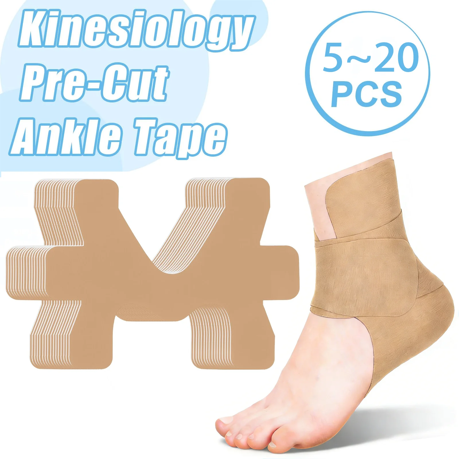 5-20PCS Kinesiology Wrap Tape for Ankle Breathable Athletic Tape Elastic Sports Strips Prevent Ankle Sprain Kinesiology Patch
