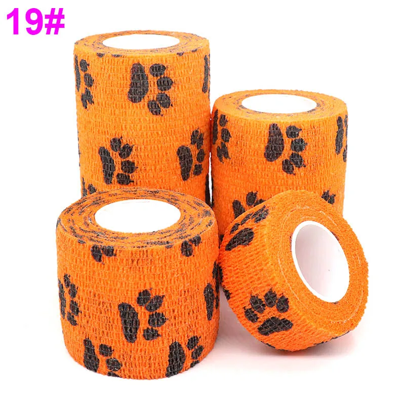 Colorful Printed Self Adhesive Elastic Bandage Wrap Tape 4.8m Sports Protector Bands for Finger Ankle Palm Joint Pet