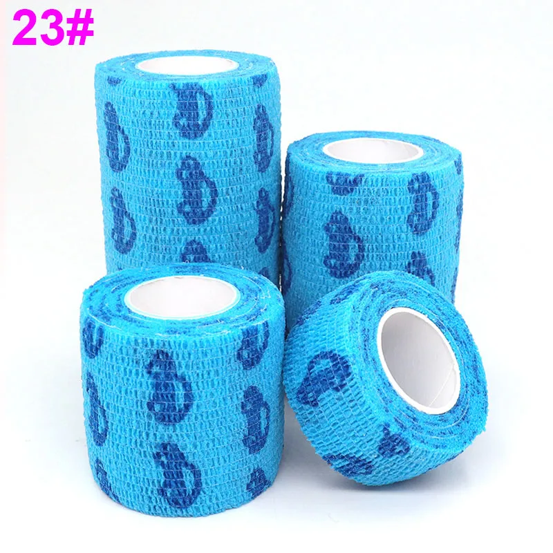 Colorful Printed Self Adhesive Elastic Bandage Wrap Tape 4.8m Sports Protector Bands for Finger Ankle Palm Joint Pet