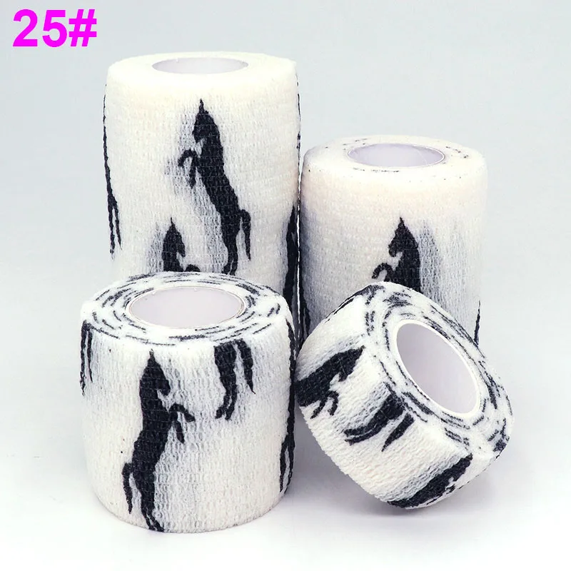 Colorful Printed Self Adhesive Elastic Bandage Wrap Tape 4.8m Sports Protector Bands for Finger Ankle Palm Joint Pet