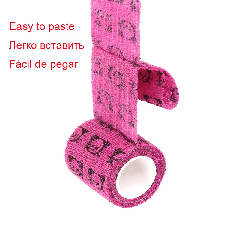 Colorful Printed Self Adhesive Elastic Bandage Wrap Tape 4.8m Sports Protector Bands for Finger Ankle Palm Joint Pet