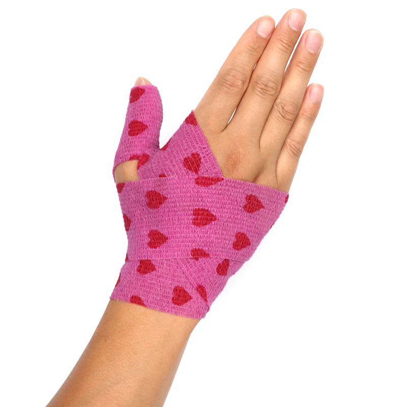 Colorful Printed Self Adhesive Elastic Bandage Wrap Tape 4.8m Sports Protector Bands for Finger Ankle Palm Joint Pet