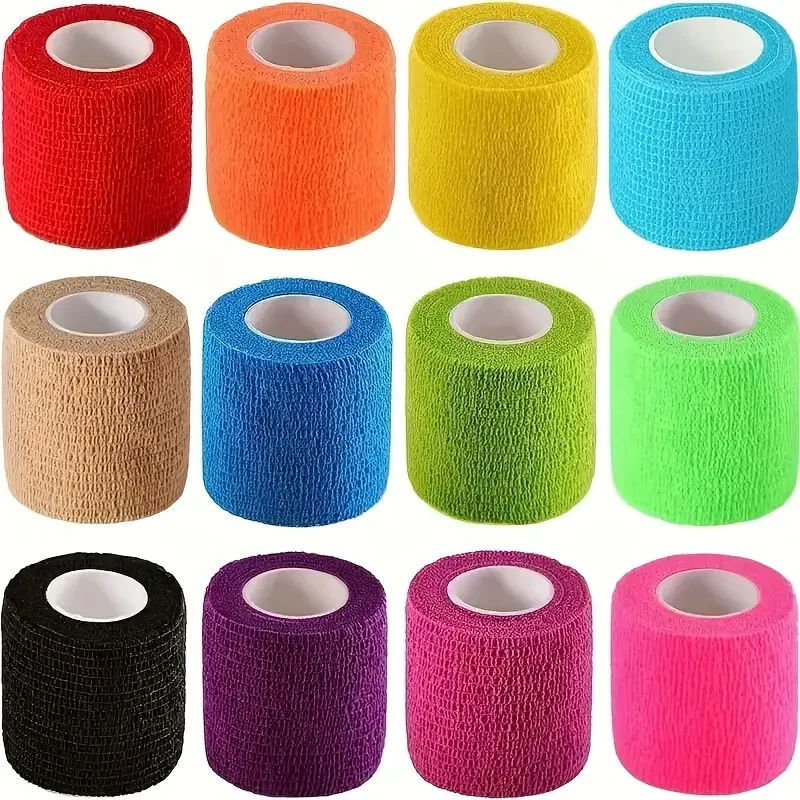 12/24Rolls Athletic Wrap Tape Self Adhesive Elastic Bandage Elastoplast Sports Protector Knee Finger Shoulder Tattoo Accessories