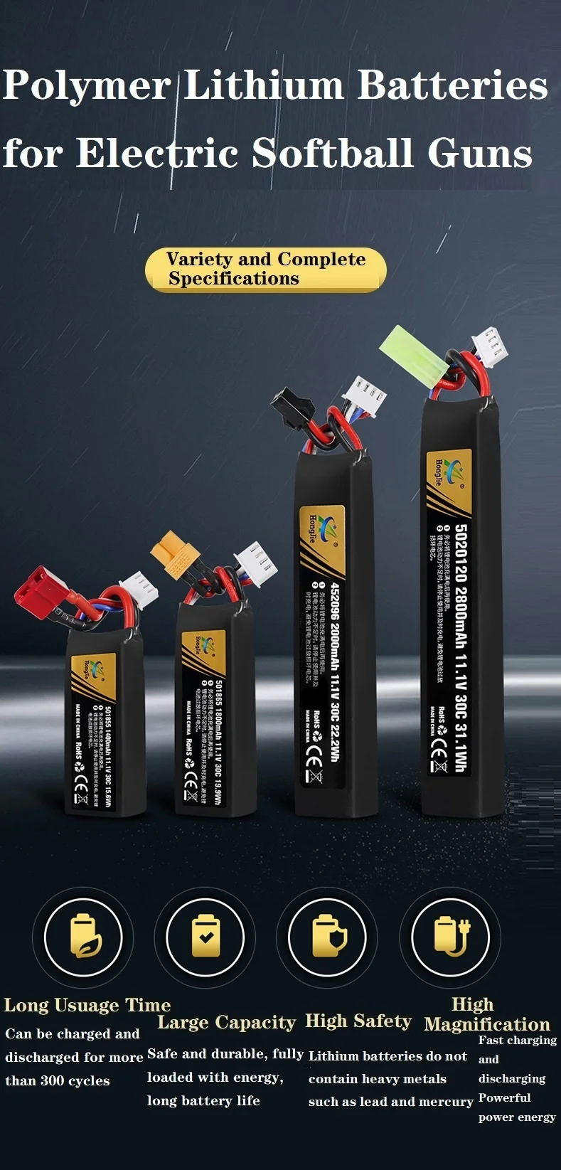 Water Gun Airsoft LiPo Battery 3S 11.1V 2800mAh 5020120 T/Small Tamiya Plug for Airsoft BB Air Pistol Electric Toys Guns Parts