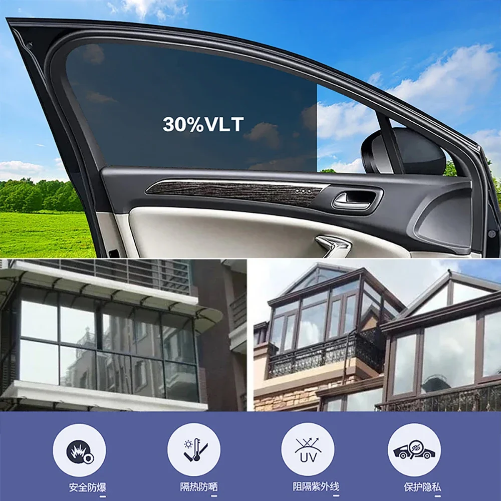 50cmx3m Car Window Privacy Tint Film Auto Vinyl Anti Look Glass Sticker Foils Ceramic Summer Solar UV Protector Mirror Films