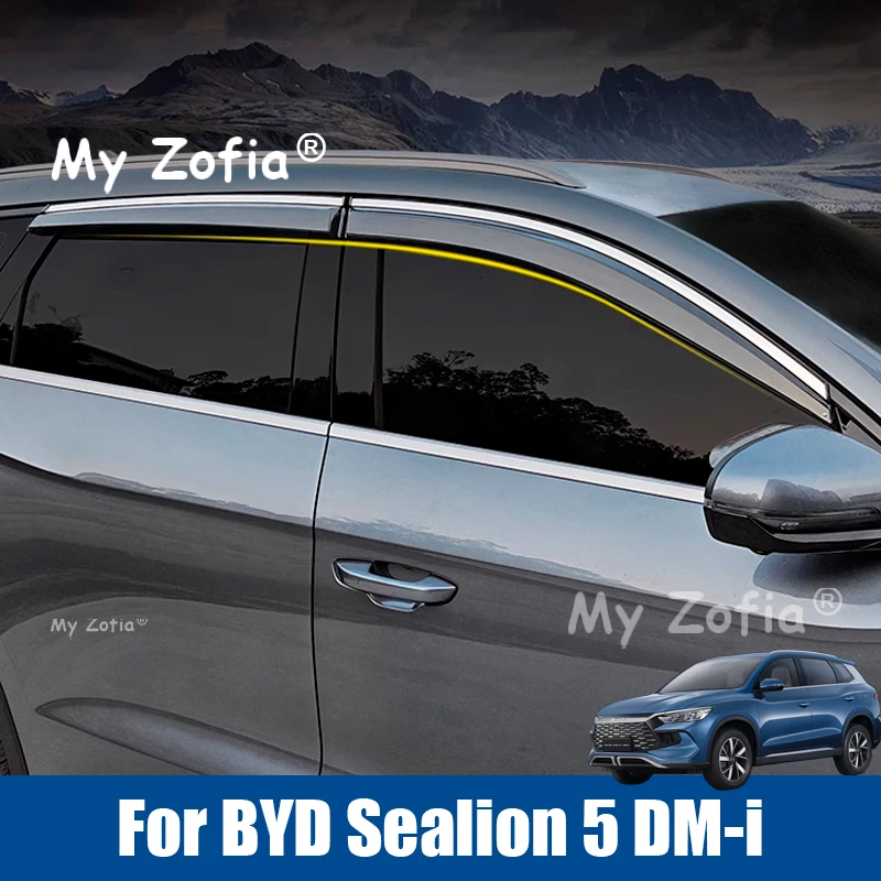 Car Rain Deflector For BYD Sealion 5 DM-i 2025 2026 Car Side Window Visor Rain Eyebrow Sun Shield Awning Guard Cover Accessories
