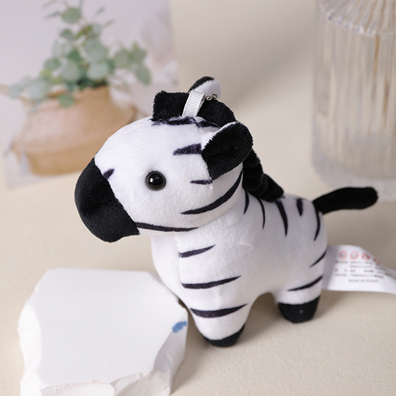 1Pc Lovely Cartoon Animal Brown Horse Alpaca Donkey Giraffe Zebra Soft Stuffed Small Doll Key Ring Pendant Birthday