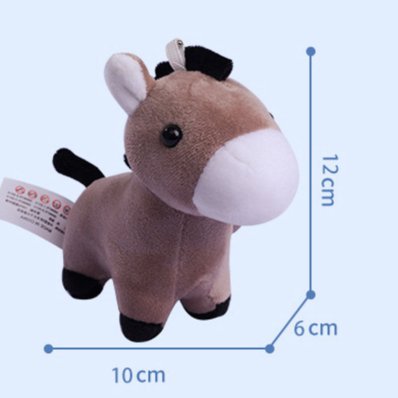 1Pc Lovely Cartoon Animal Brown Horse Alpaca Donkey Giraffe Zebra Soft Stuffed Small Doll Key Ring Pendant Birthday