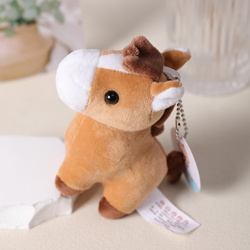 1Pc Lovely Cartoon Animal Brown Horse Alpaca Donkey Giraffe Zebra Soft Stuffed Small Doll Key Ring Pendant Birthday