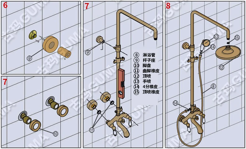 Classic Antique Brass Bathroom Shower Faucet Set Bathtub Shower Faucet Bath Shower Tap Rainfall Shower Head Swivel Watering