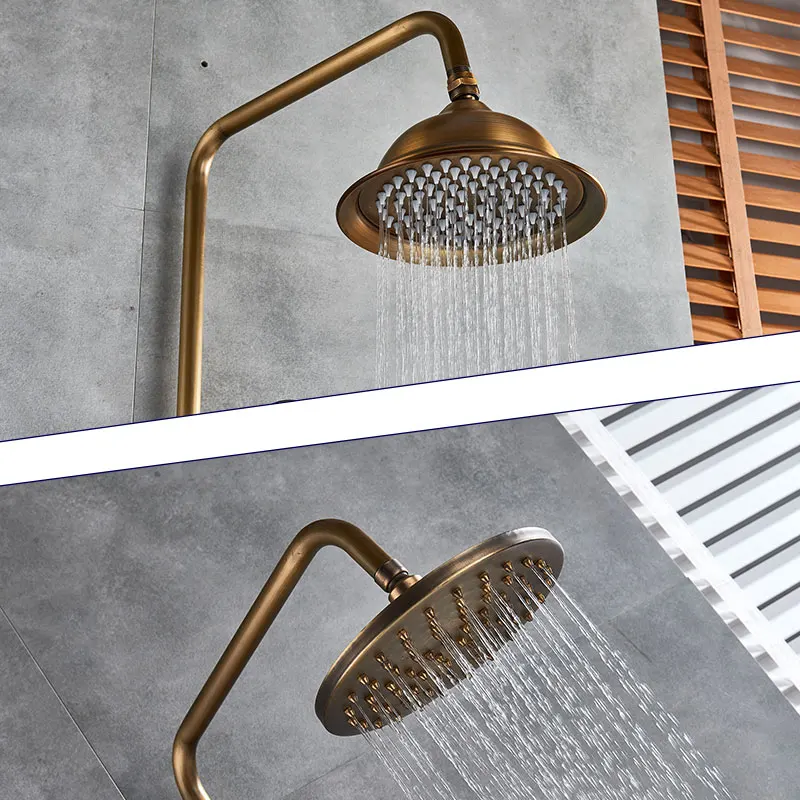 Classic Antique Brass Bathroom Shower Faucet Set Bathtub Shower Faucet Bath Shower Tap Rainfall Shower Head Swivel Watering