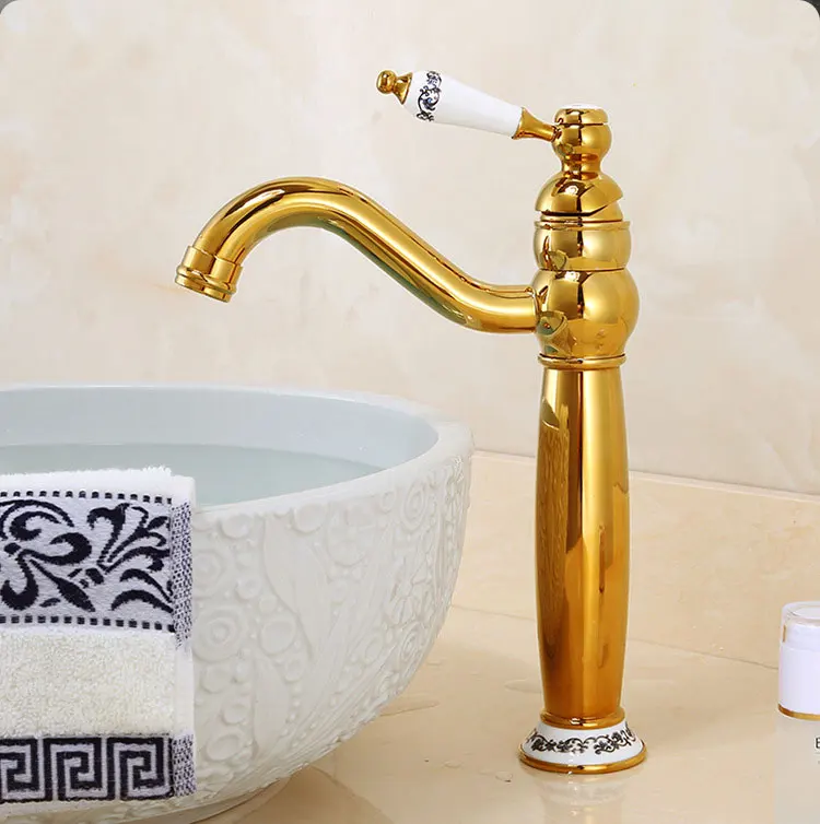 Brass Brushed gold vintage Basin Faucet Bathroom cabinet wash Basin Hot and Cold Water Faucet splash-proof XT-450