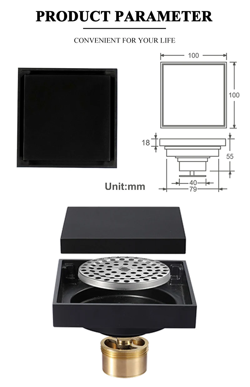 304Stainless Steel Floor Drain10cm Shower Floor Drain Bathroom Shower Invisible Floor Drain Toilet Balcony Waste Grates Strainer