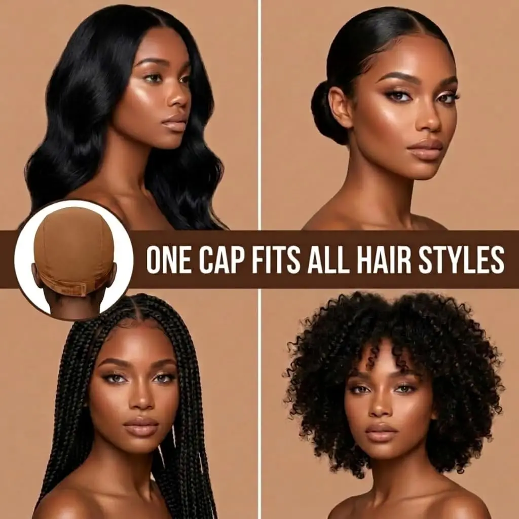 New HD Wig Cap for Women, HD Lace Front Wig Grip Cap with Adjustable Band | Breathable & Glueless | Secure Hold for Lace Wigs, B