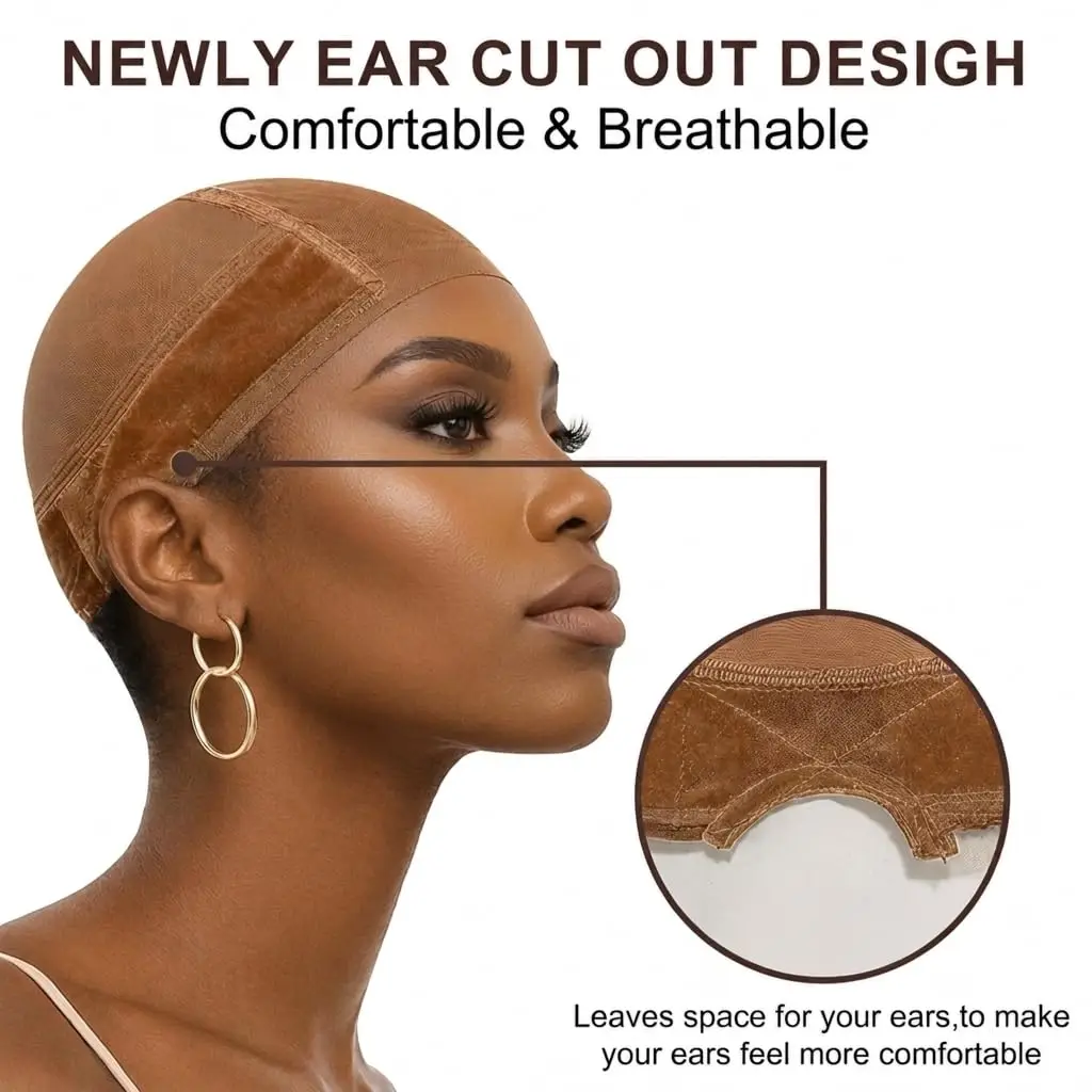 New HD Wig Cap for Women, HD Lace Front Wig Grip Cap with Adjustable Band | Breathable & Glueless | Secure Hold for Lace Wigs, B