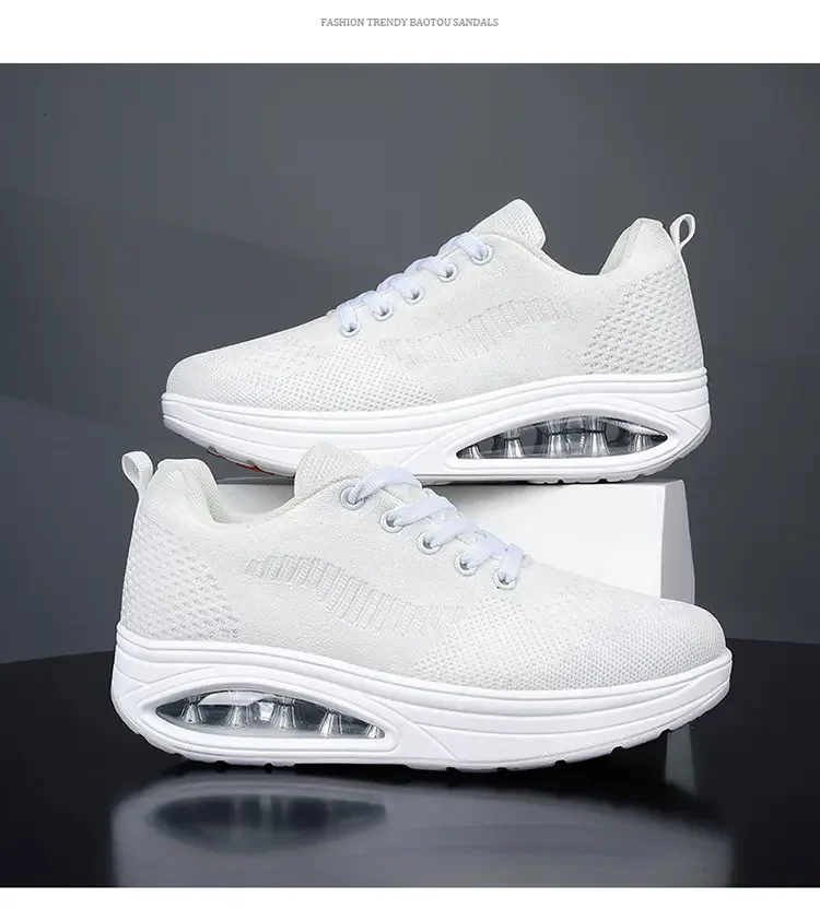 Summer Trend Shoes for Woman Thick Soled High-quality Outdoor Walking Vulcanized Shoes, Mesh Breathable Casual Platform Shoes