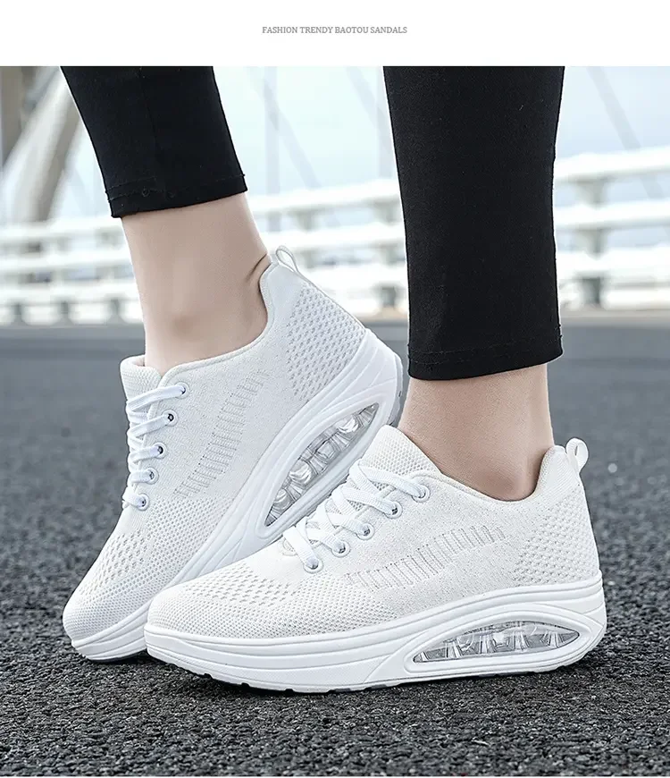 Summer Trend Shoes for Woman Thick Soled High-quality Outdoor Walking Vulcanized Shoes, Mesh Breathable Casual Platform Shoes