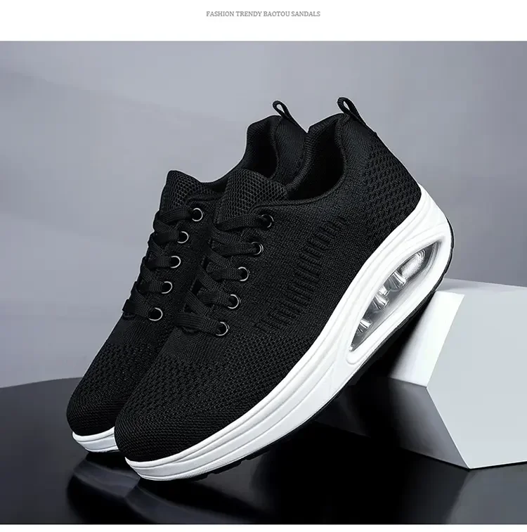 Summer Trend Shoes for Woman Thick Soled High-quality Outdoor Walking Vulcanized Shoes, Mesh Breathable Casual Platform Shoes