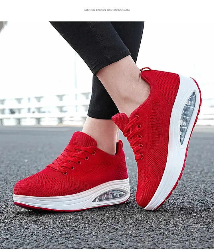 Summer Trend Shoes for Woman Thick Soled High-quality Outdoor Walking Vulcanized Shoes, Mesh Breathable Casual Platform Shoes
