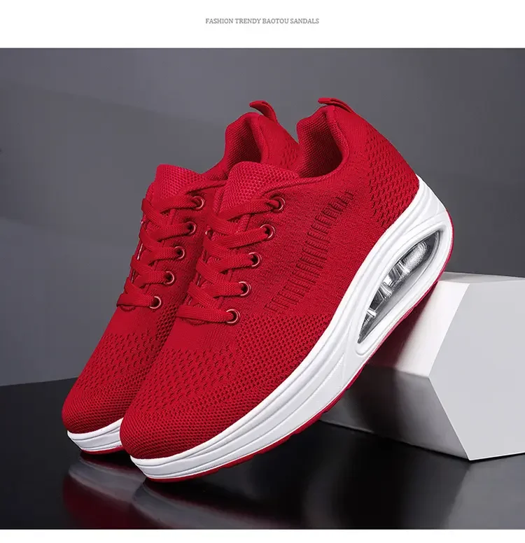 Summer Trend Shoes for Woman Thick Soled High-quality Outdoor Walking Vulcanized Shoes, Mesh Breathable Casual Platform Shoes