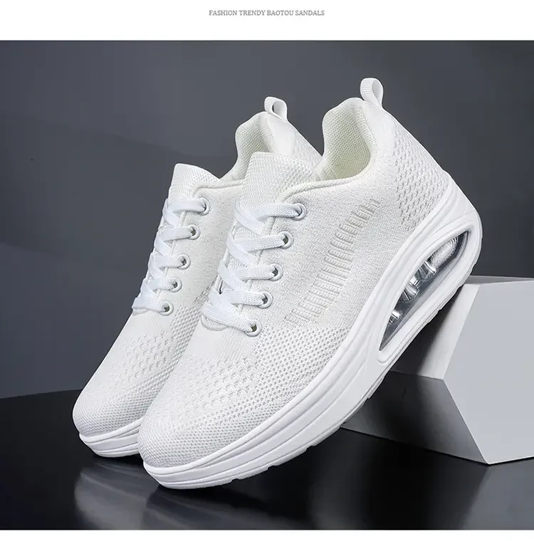 Summer Trend Shoes for Woman Thick Soled High-quality Outdoor Walking Vulcanized Shoes, Mesh Breathable Casual Platform Shoes