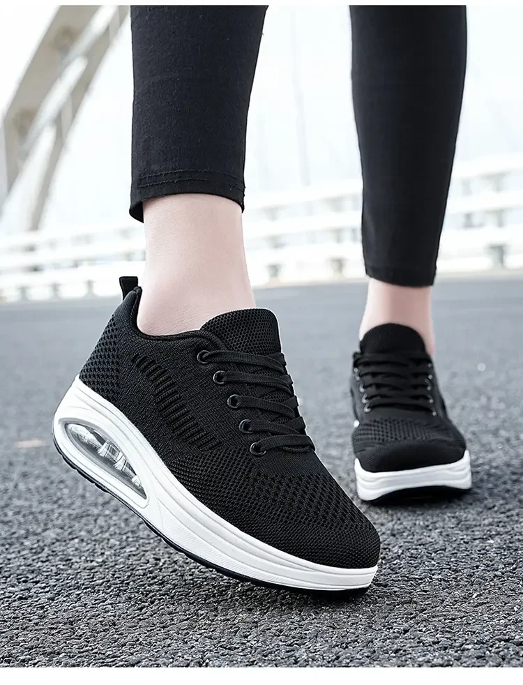 Summer Trend Shoes for Woman Thick Soled High-quality Outdoor Walking Vulcanized Shoes, Mesh Breathable Casual Platform Shoes