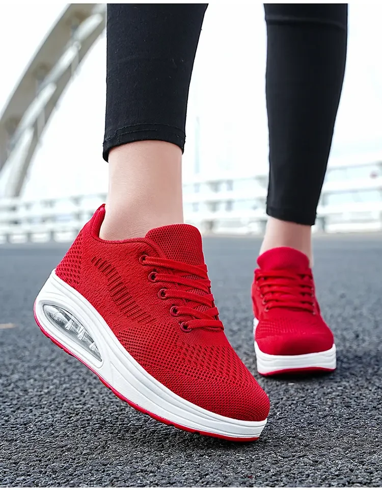 Summer Trend Shoes for Woman Thick Soled High-quality Outdoor Walking Vulcanized Shoes, Mesh Breathable Casual Platform Shoes