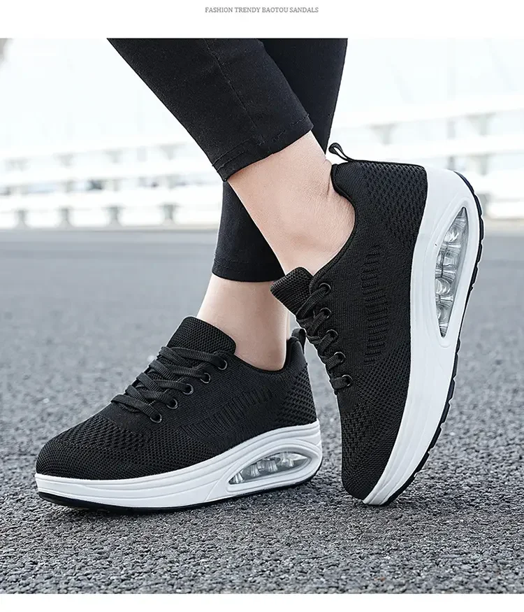 Summer Trend Shoes for Woman Thick Soled High-quality Outdoor Walking Vulcanized Shoes, Mesh Breathable Casual Platform Shoes