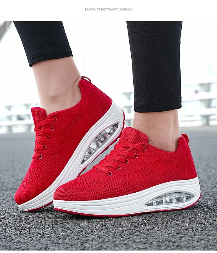 Summer Trend Shoes for Woman Thick Soled High-quality Outdoor Walking Vulcanized Shoes, Mesh Breathable Casual Platform Shoes