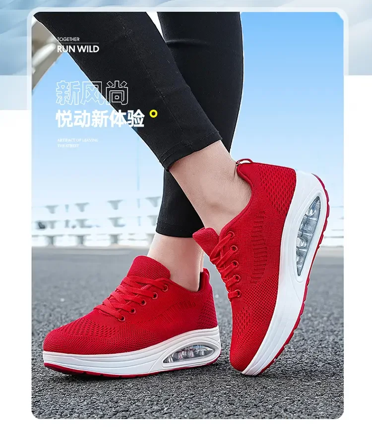 Summer Trend Shoes for Woman Thick Soled High-quality Outdoor Walking Vulcanized Shoes, Mesh Breathable Casual Platform Shoes