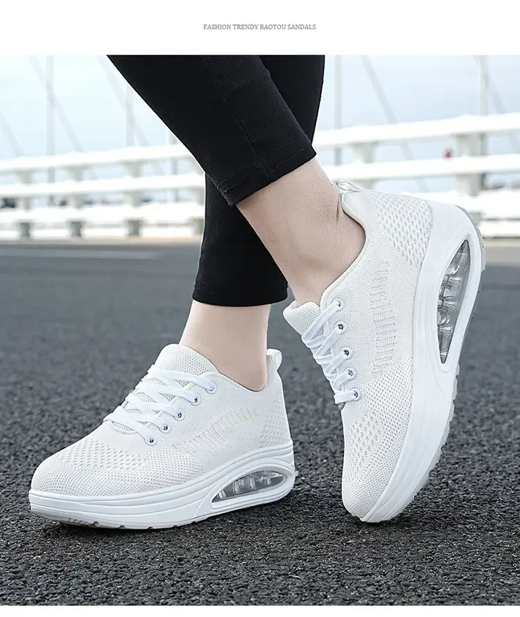 Summer Trend Shoes for Woman Thick Soled High-quality Outdoor Walking Vulcanized Shoes, Mesh Breathable Casual Platform Shoes