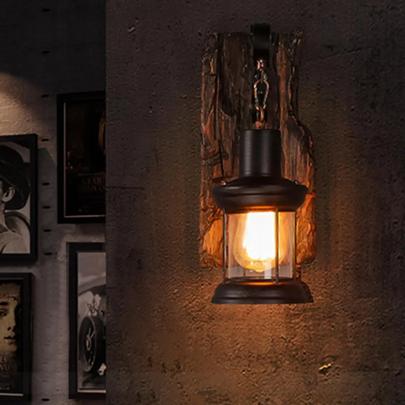 Antique New Style Industrial Wood Wall Sconce Light Rustic Wall Lamp Decorate Wall Light Iron Metal Art for Bar Loft Corridor