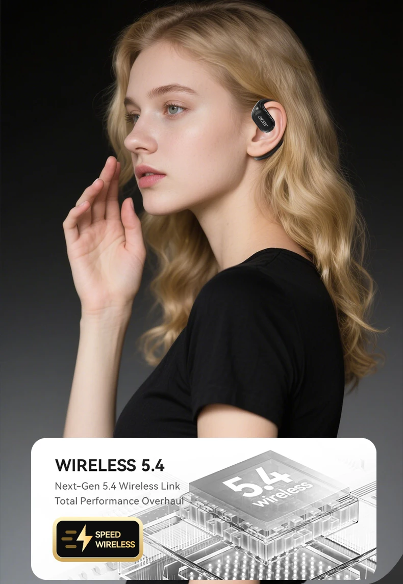 [Official Acer Product] Ohr510 Wireless Bluetooth Headphones Open-Ear Design Comfortable for Wearing Sports Running Fitness Compatible with Mobile Phones Tablets Laptops Multi-Device Compatibility