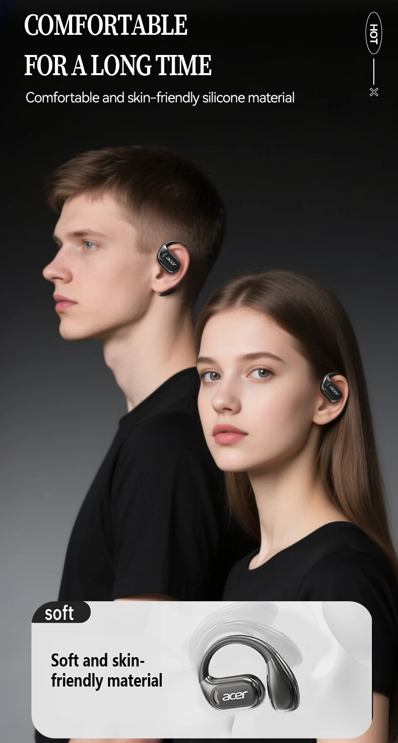 [Official Acer Product] Ohr510 Wireless Bluetooth Headphones Open-Ear Design Comfortable for Wearing Sports Running Fitness Compatible with Mobile Phones Tablets Laptops Multi-Device Compatibility