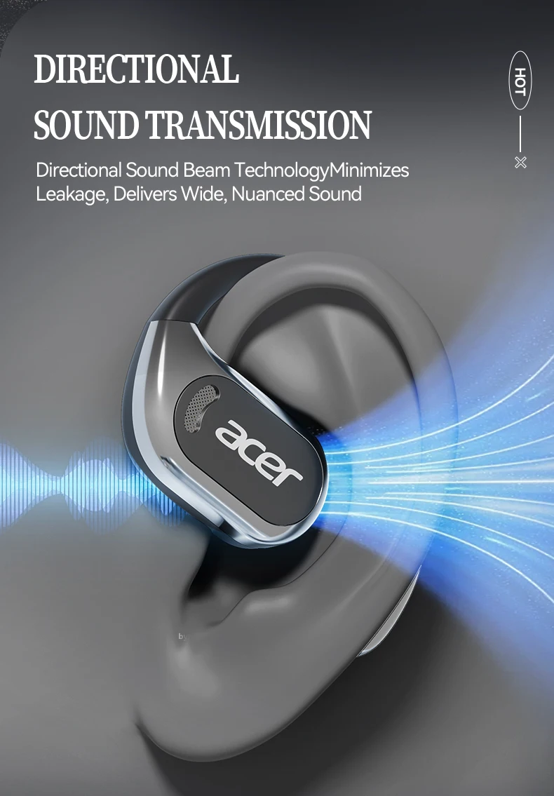 [Official Acer Product] Ohr510 Wireless Bluetooth Headphones Open-Ear Design Comfortable for Wearing Sports Running Fitness Compatible with Mobile Phones Tablets Laptops Multi-Device Compatibility