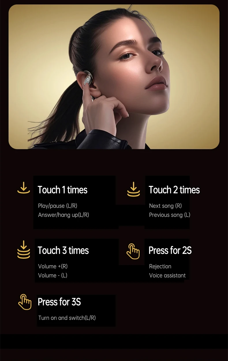 [Official Acer Product] Ohr553 Wireless Bluetooth Earphones with Earhook Design, Ows Design, Hd Calls, Comfortable Wear, Suitable for Sports and Running, Compatible with Mobile Phones, Tablets, and Laptops