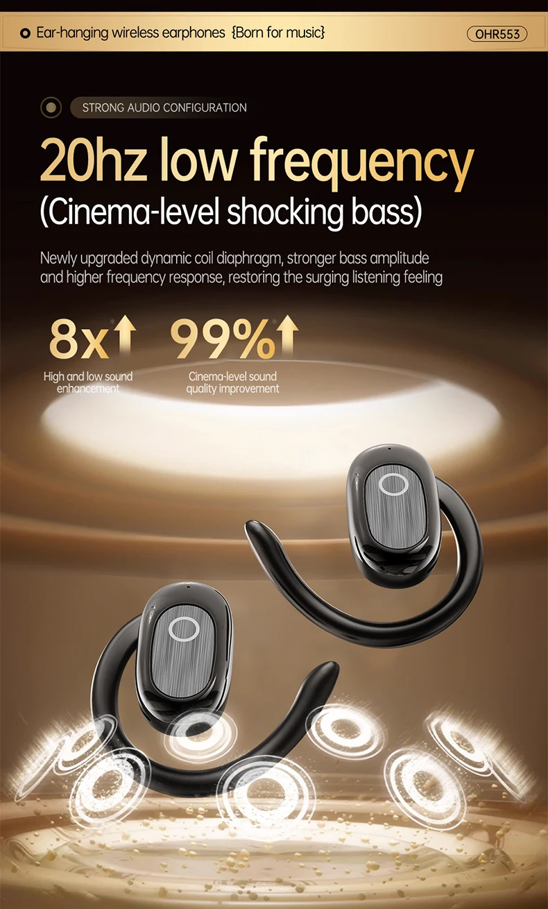 [Official Acer Product] Ohr553 Wireless Bluetooth Earphones with Earhook Design, Ows Design, Hd Calls, Comfortable Wear, Suitable for Sports and Running, Compatible with Mobile Phones, Tablets, and Laptops
