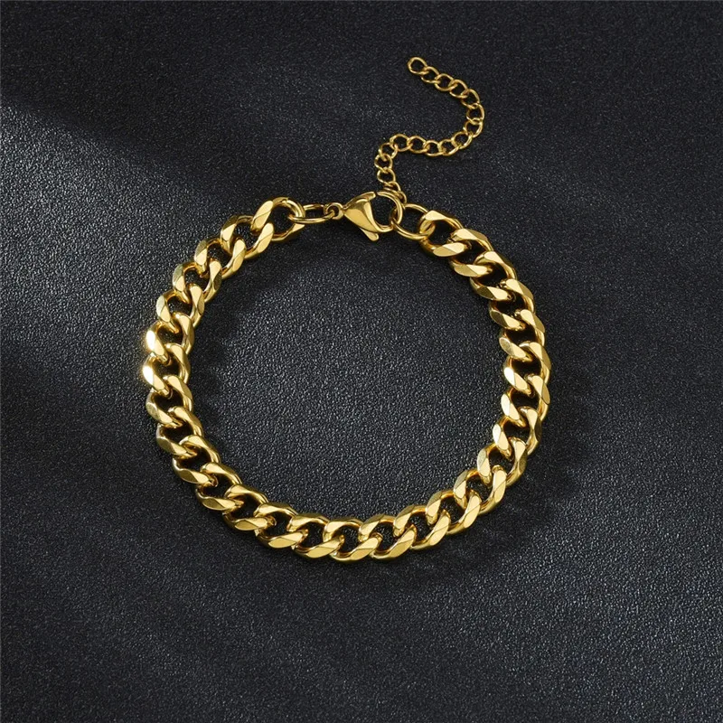 LETAPI Fashion Stainless Steel Curb Cuban Chain Bracelet for Men Women Hip Hop Couple Unisex Wrist Hand Jewelry Gift Party