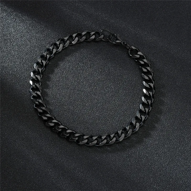 LETAPI Fashion Stainless Steel Curb Cuban Chain Bracelet for Men Women Hip Hop Couple Unisex Wrist Hand Jewelry Gift Party