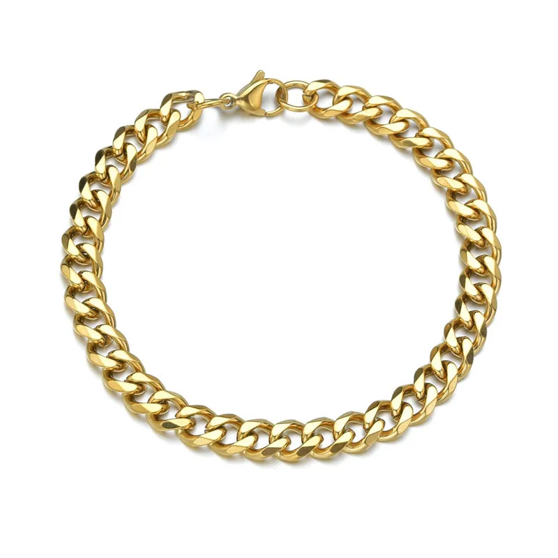 LETAPI Fashion Stainless Steel Curb Cuban Chain Bracelet for Men Women Hip Hop Couple Unisex Wrist Hand Jewelry Gift Party