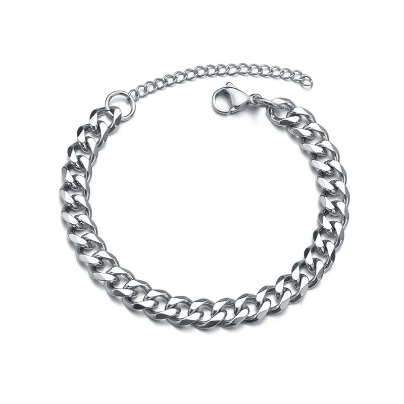 LETAPI Fashion Stainless Steel Curb Cuban Chain Bracelet for Men Women Hip Hop Couple Unisex Wrist Hand Jewelry Gift Party