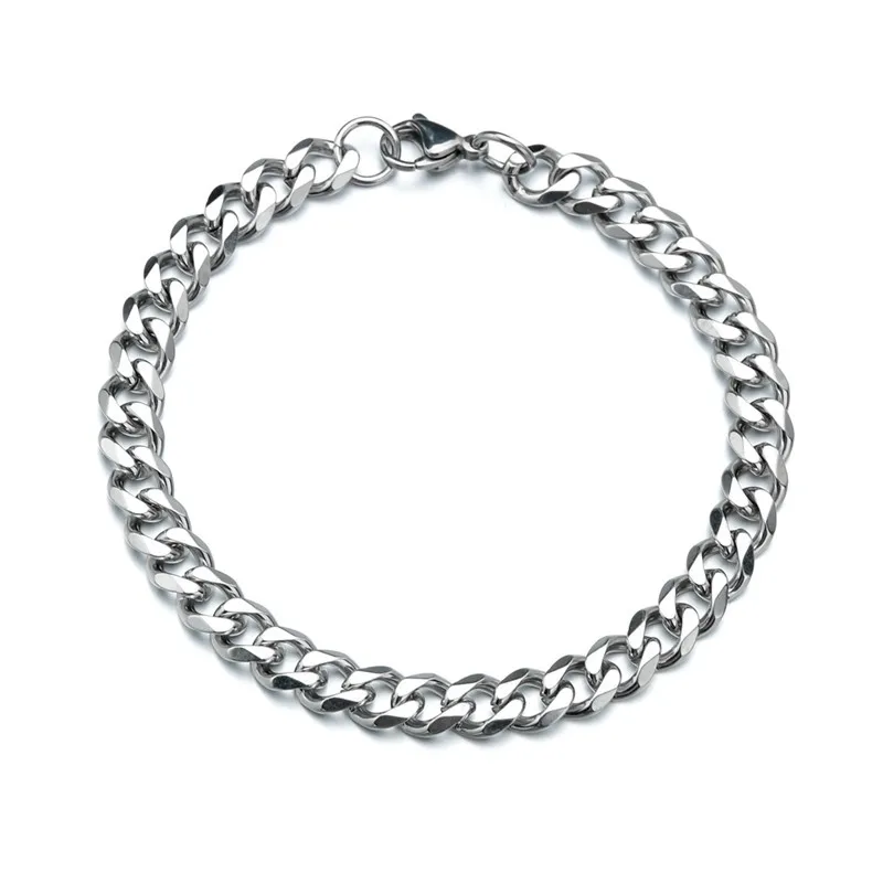 LETAPI Fashion Stainless Steel Curb Cuban Chain Bracelet for Men Women Hip Hop Couple Unisex Wrist Hand Jewelry Gift Party