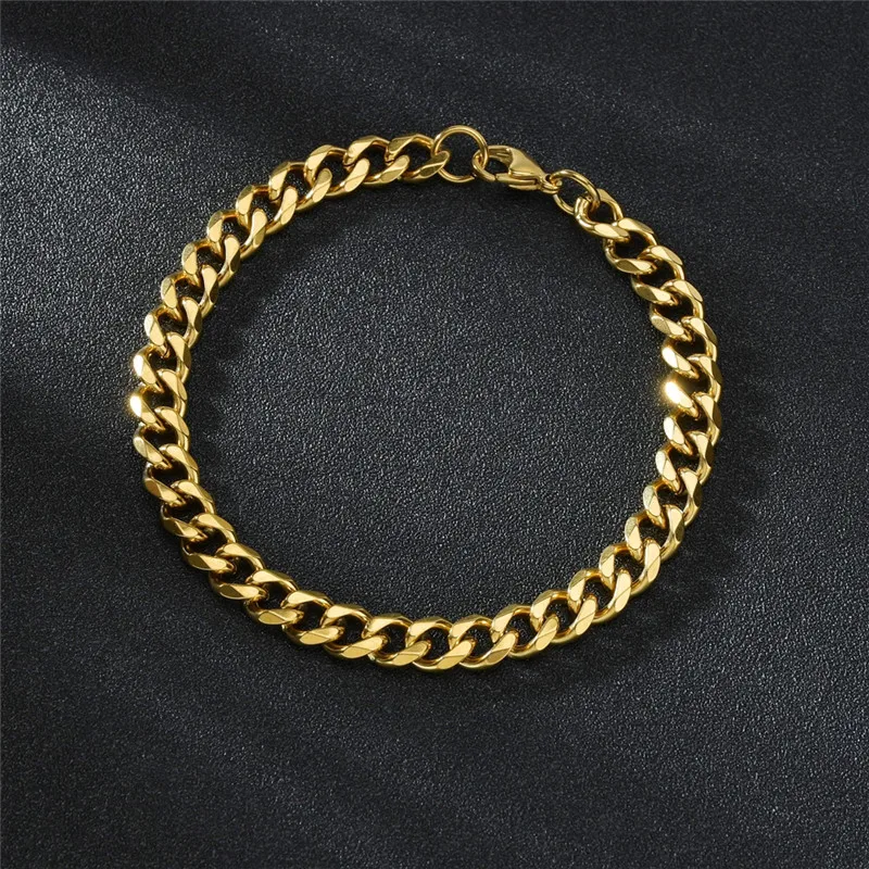 LETAPI Fashion Stainless Steel Curb Cuban Chain Bracelet for Men Women Hip Hop Couple Unisex Wrist Hand Jewelry Gift Party