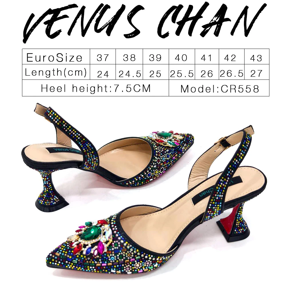 Venus Chan- Green Color High Heels for Ladies Popular Design African Ladies Shoes and Bag Set INS Style Elegant 2024 Newest
