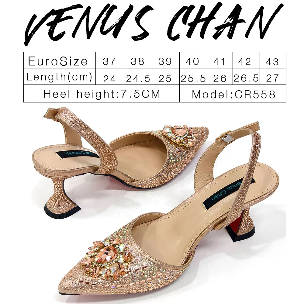 Venus Chan- Green Color High Heels for Ladies Popular Design African Ladies Shoes and Bag Set INS Style Elegant 2024 Newest