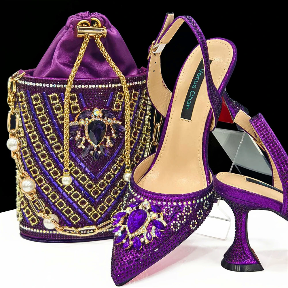 Venus Chan- Green Color High Heels for Ladies Popular Design African Ladies Shoes and Bag Set INS Style Elegant 2024 Newest